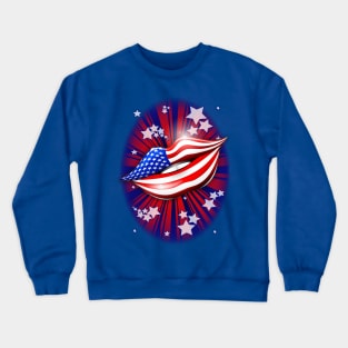 USA Flag Lipstick on Smiling Lips Crewneck Sweatshirt